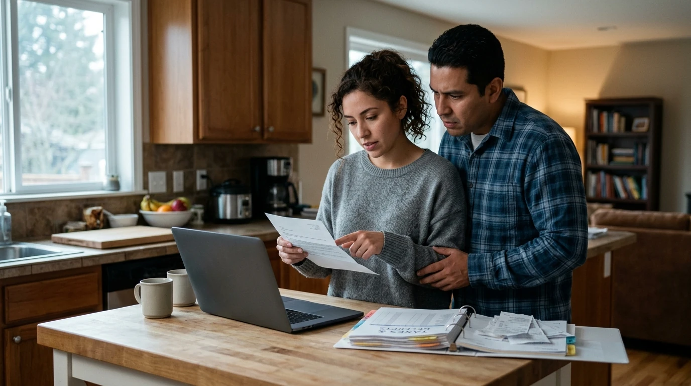 A person reviewing an IRS IRS notice at home.