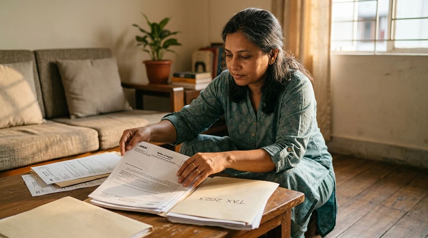 A person reviewing an IRS IRS notice at home.