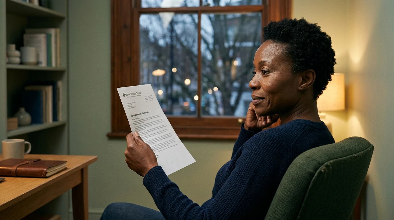 A person reviewing an IRS IRS notice at home.