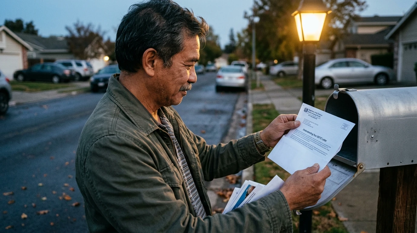 A person reviewing an IRS IRS notice at home.