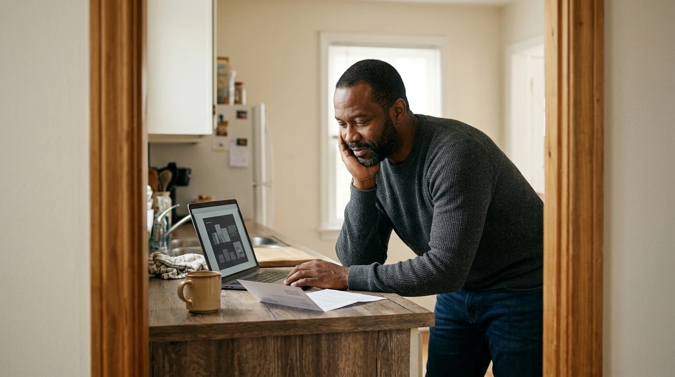 A person reviewing an IRS IRS notice at home.