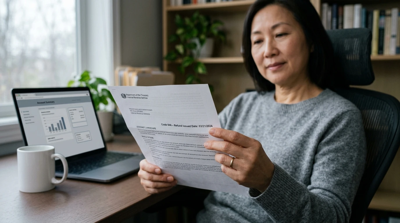 A person reviewing an IRS IRS notice at home.
