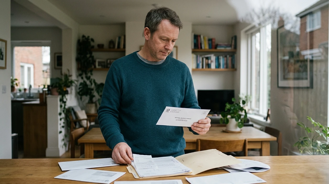 A person reviewing an IRS IRS notice at home.