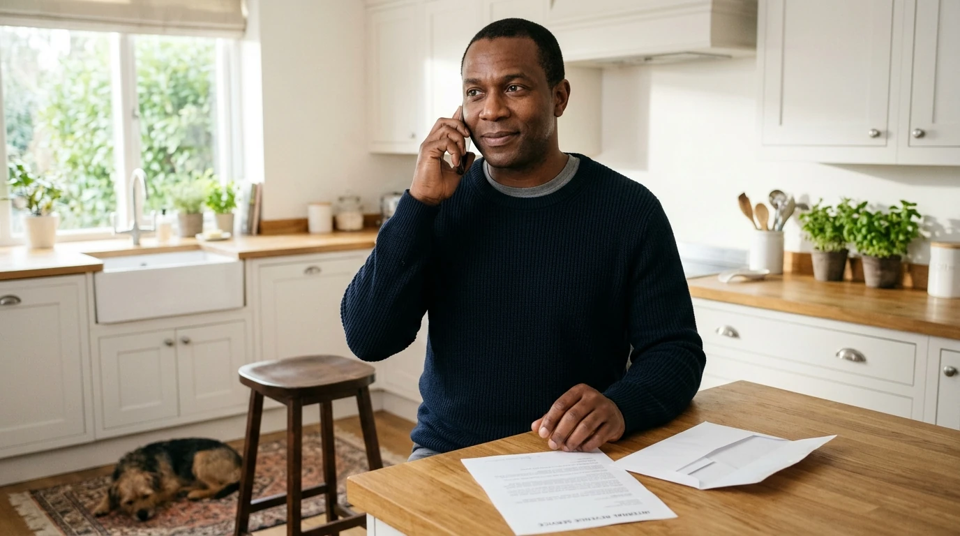 A person reviewing an IRS IRS notice at home.