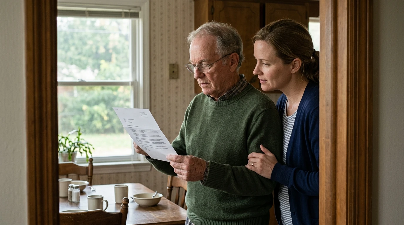 A person reviewing an IRS IRS notice at home.
