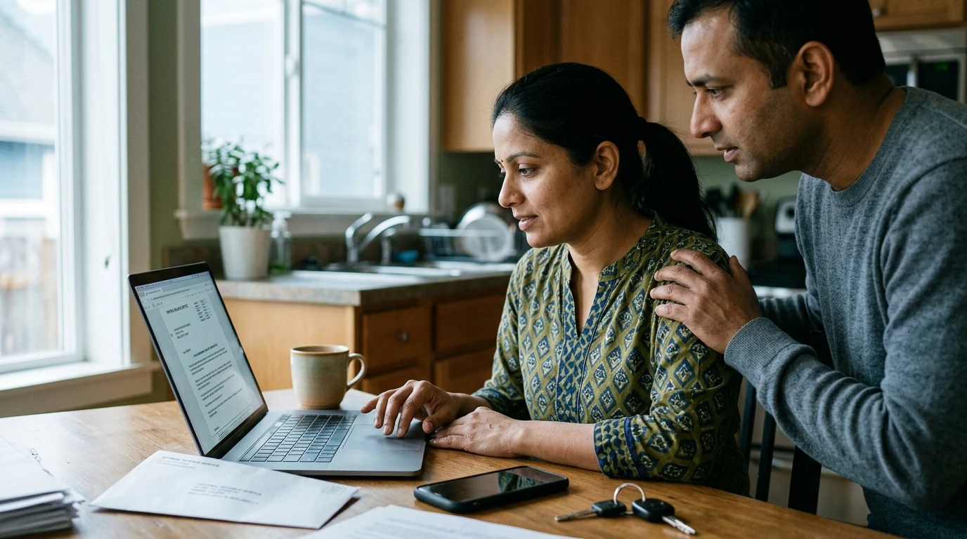 A person reviewing an IRS IRS notice at home.
