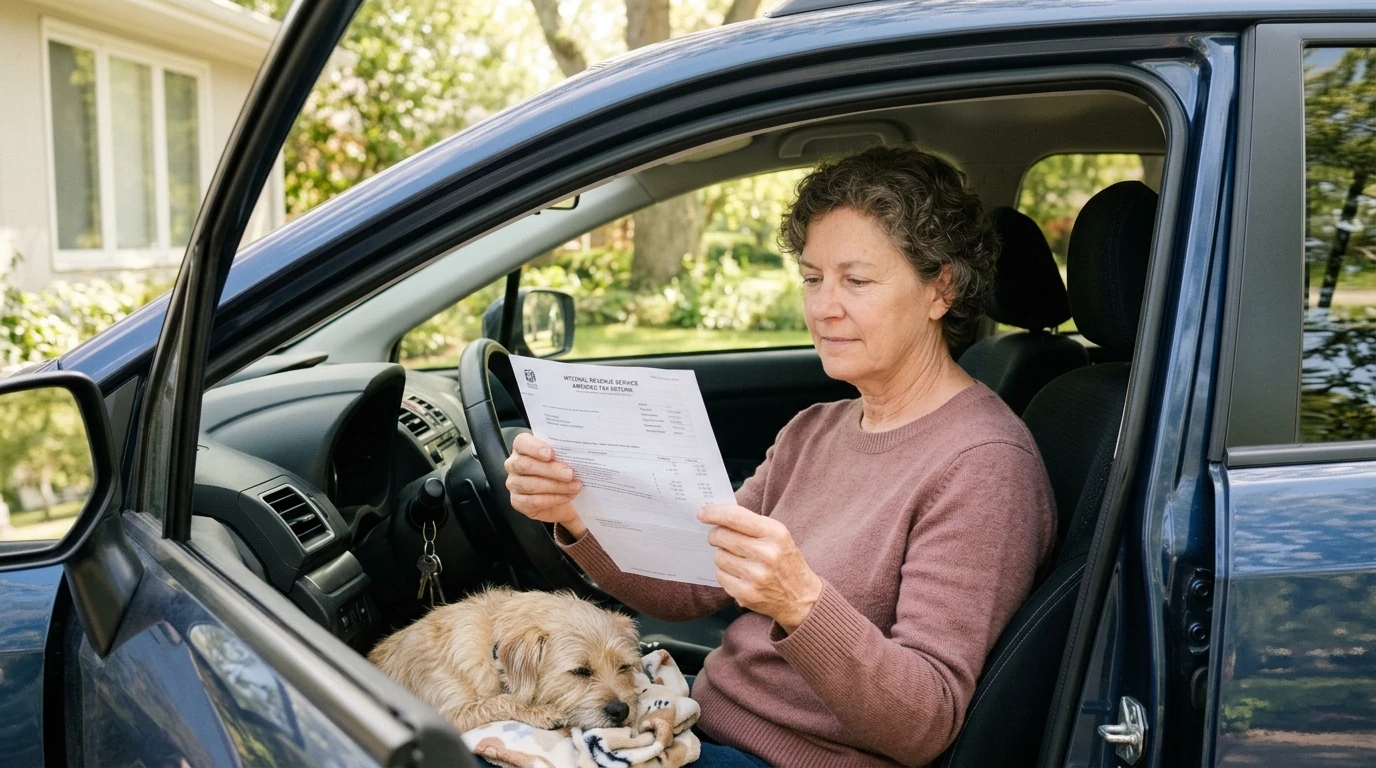 A person reviewing an IRS IRS notice at home.