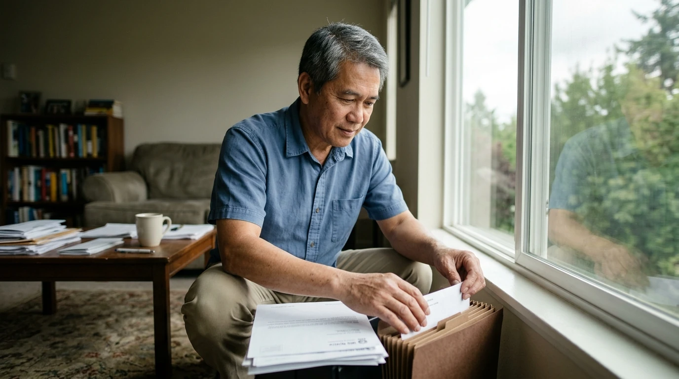 A person reviewing an IRS IRS notice at home.