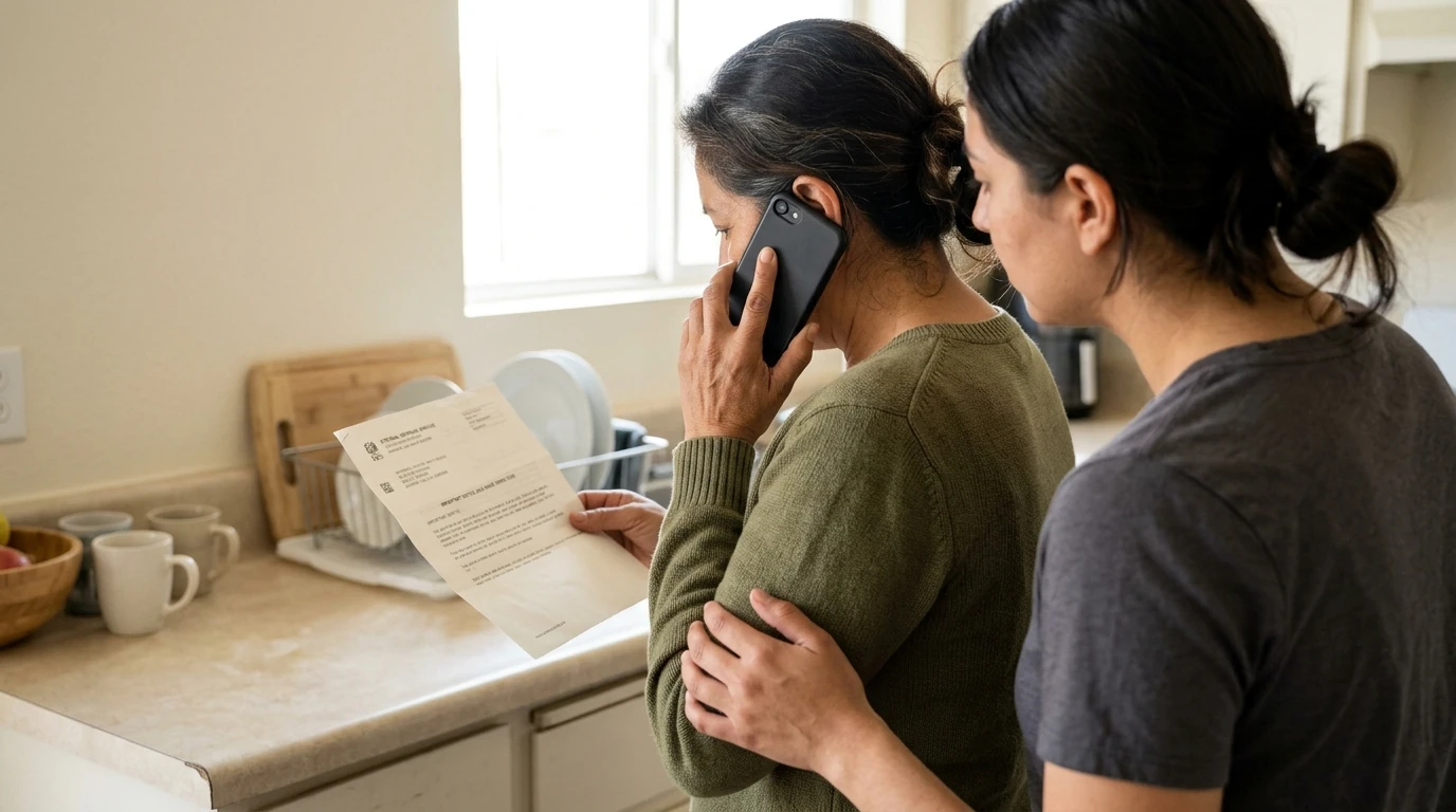 A person reviewing an IRS IRS notice at home.