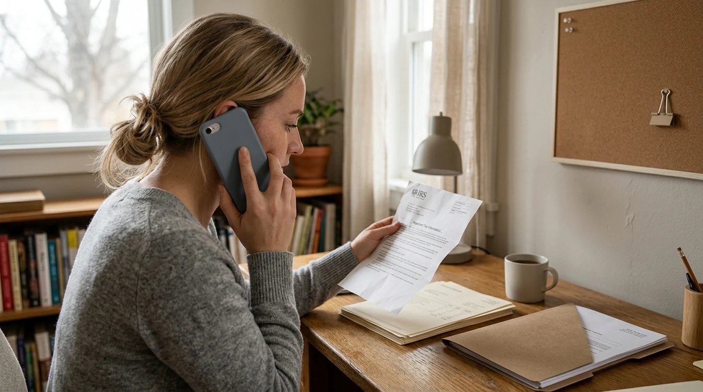 A person at home reviewing paperwork about Bankruptcy or Offer in Compromise.