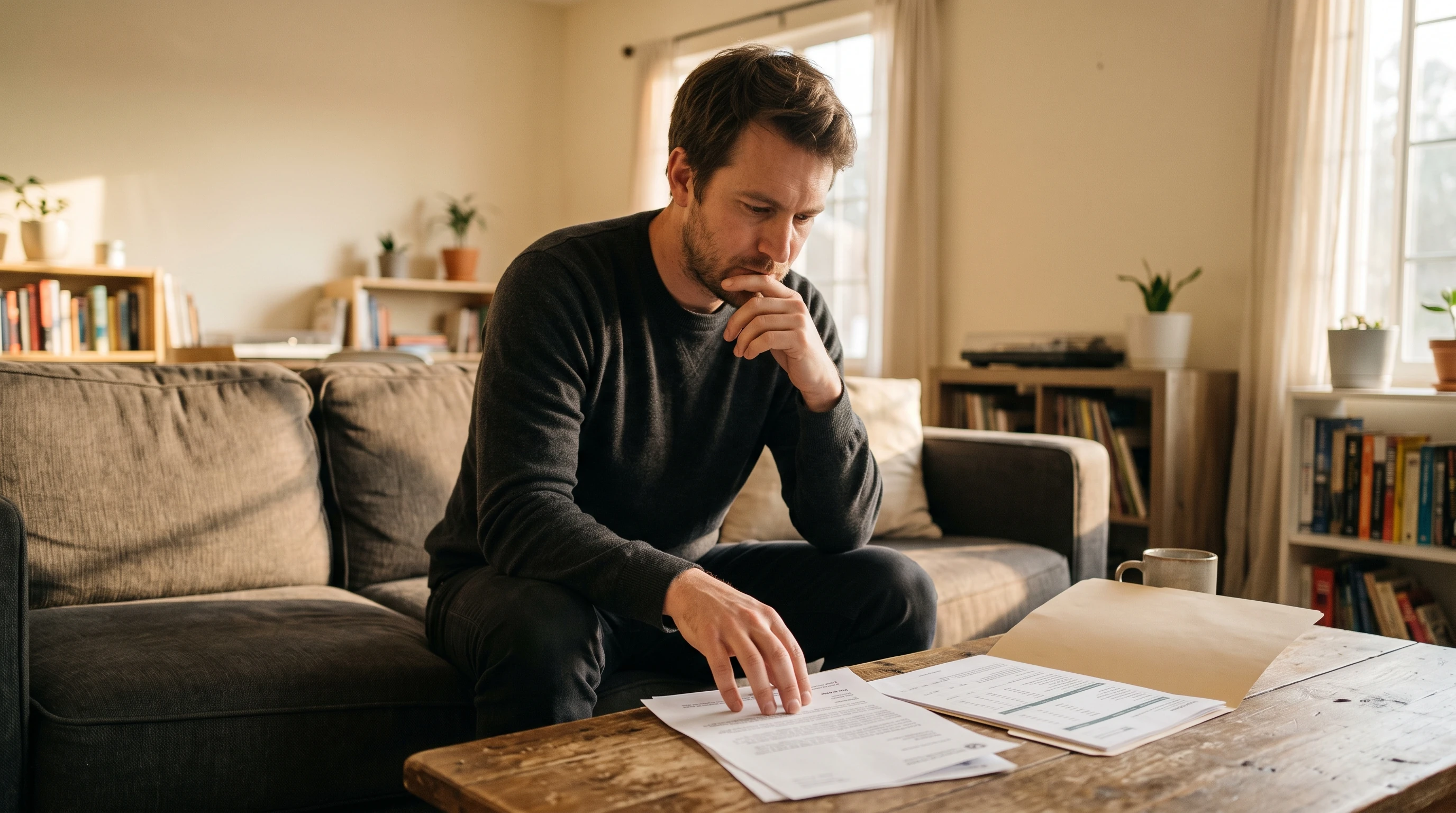 A person at home reviewing paperwork about California Residency Audit.