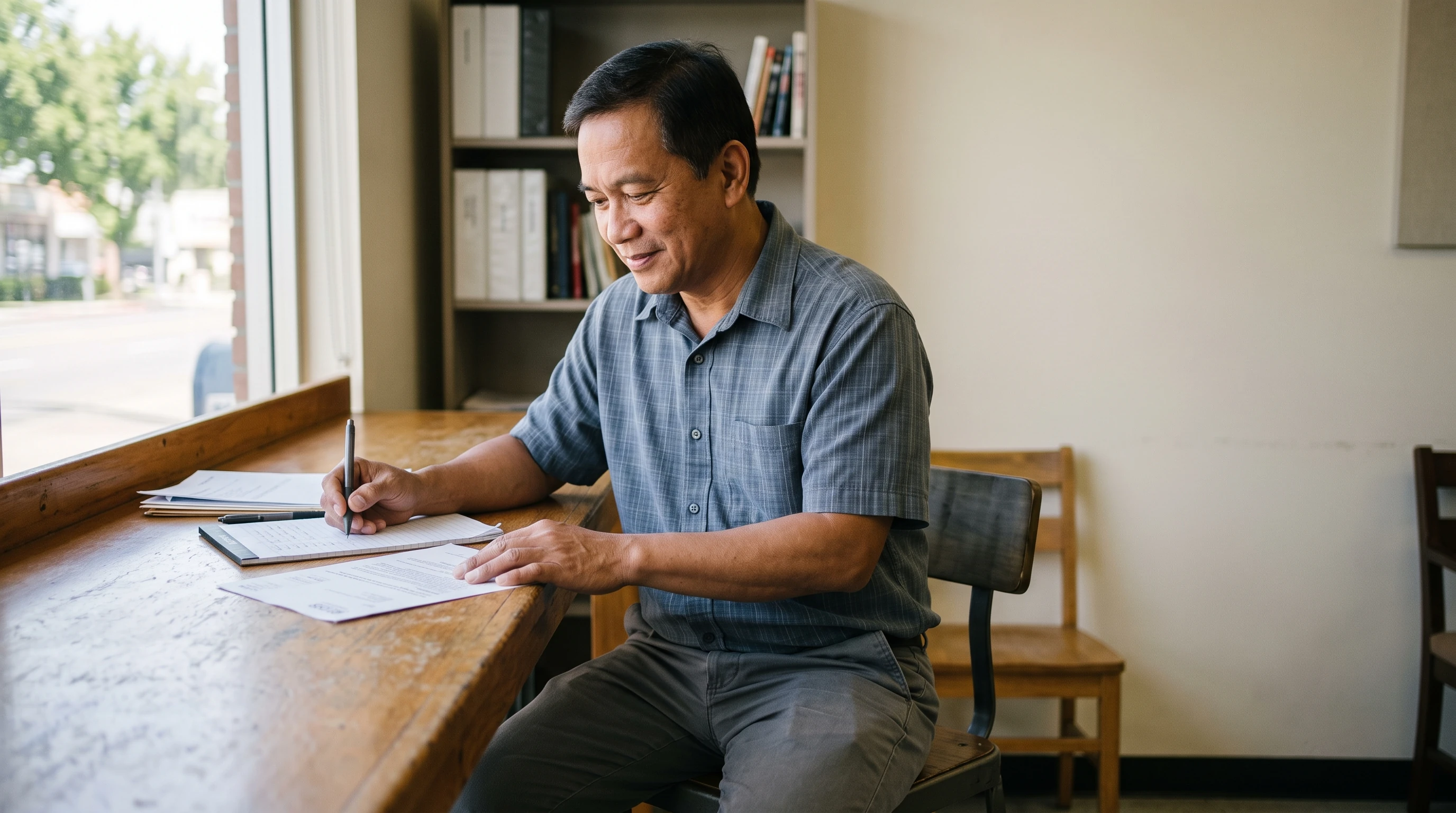 A person at home reviewing paperwork about California Tax Voluntary Disclosure & Amnesty Programs.