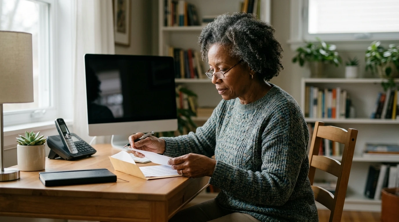 A person reviewing an IRS IRS notice at home.