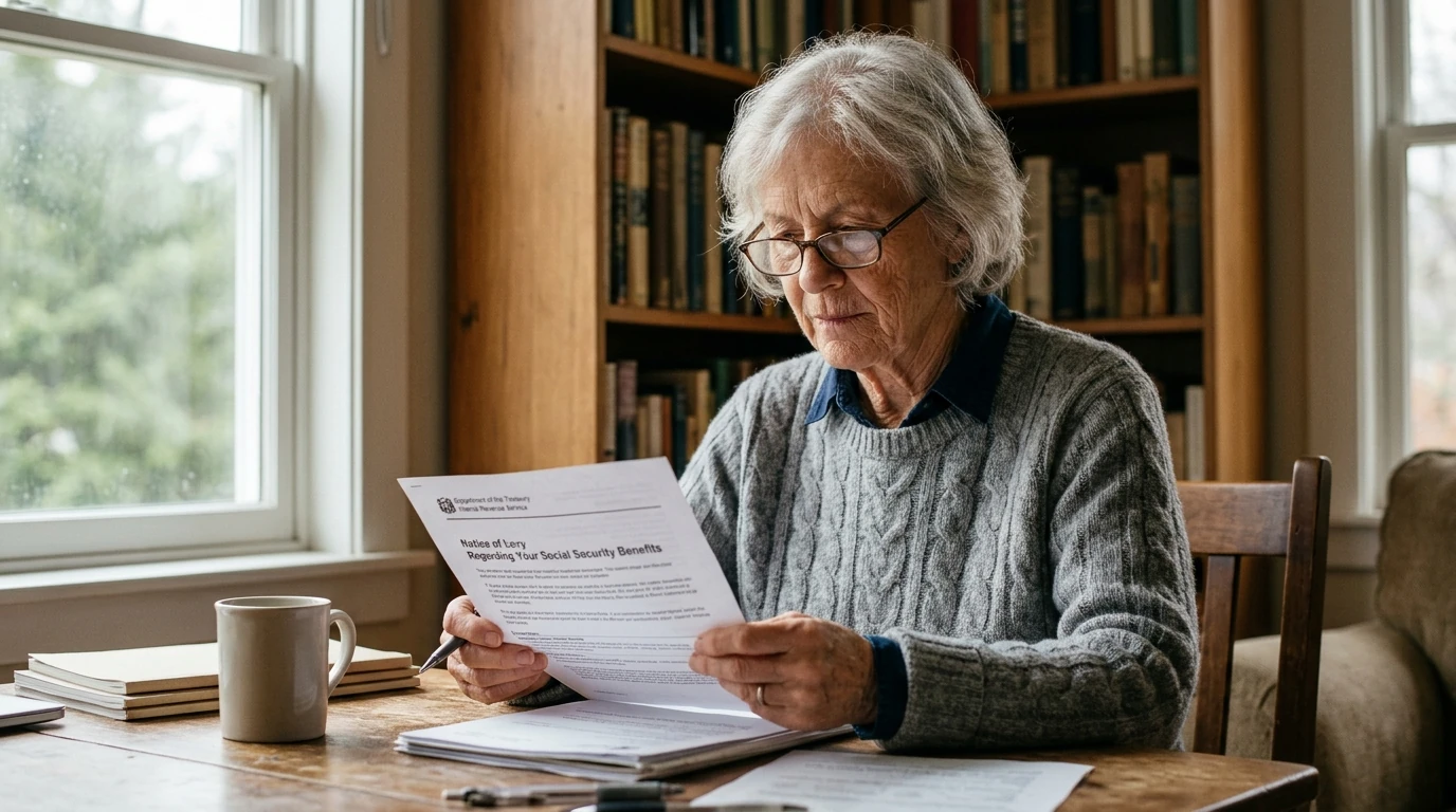 A person reviewing an IRS IRS notice at home.