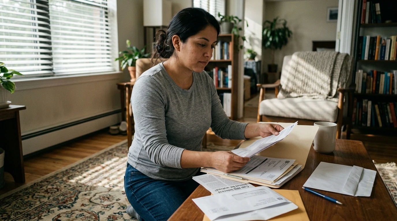 A person reviewing an IRS IRS notice at home.