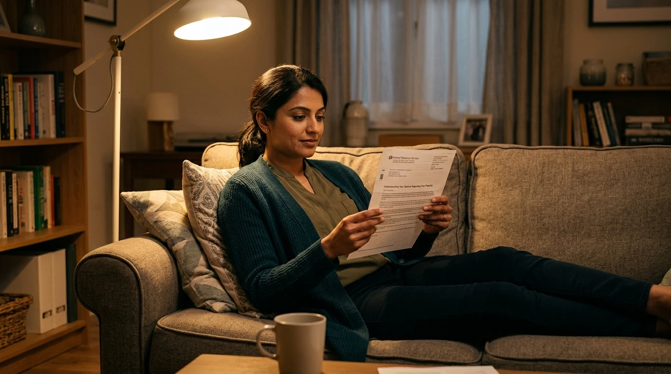 A person reviewing an IRS IRS notice at home.