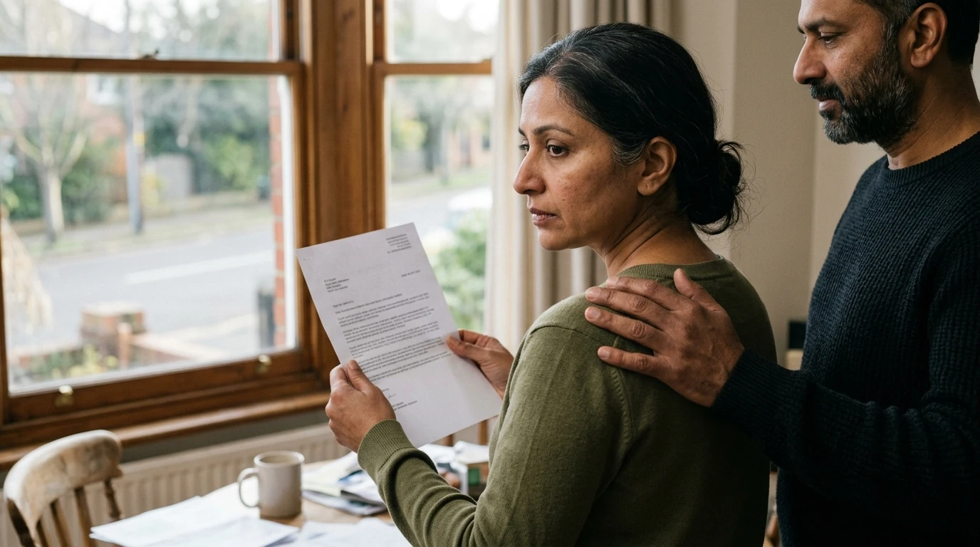 A person reviewing an IRS IRS notice at home.