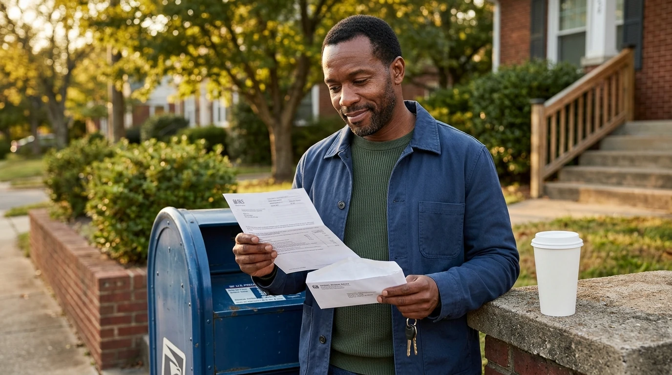 A person reviewing an IRS IRS notice at home.