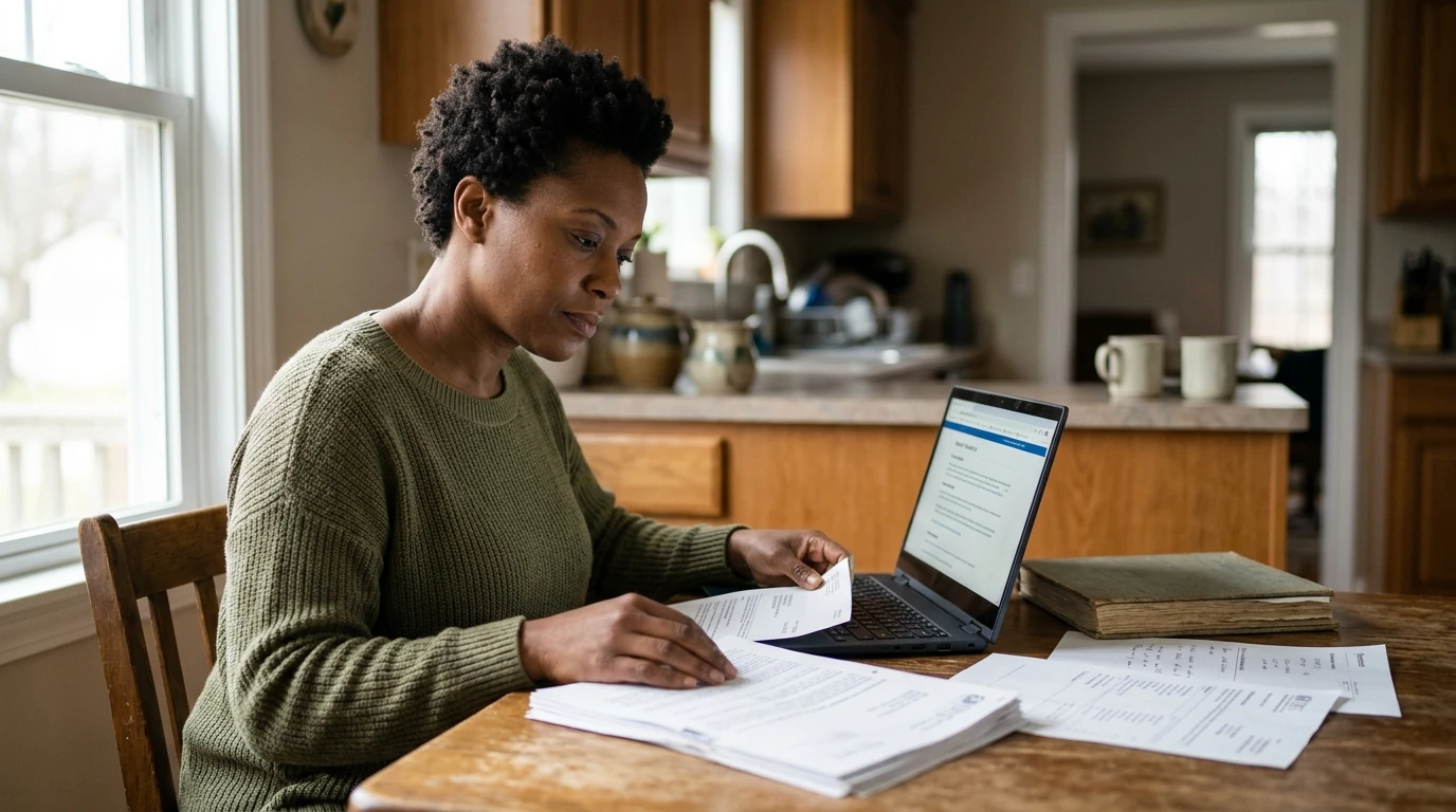 A person at home reviewing paperwork about Can the IRS Take My Business.