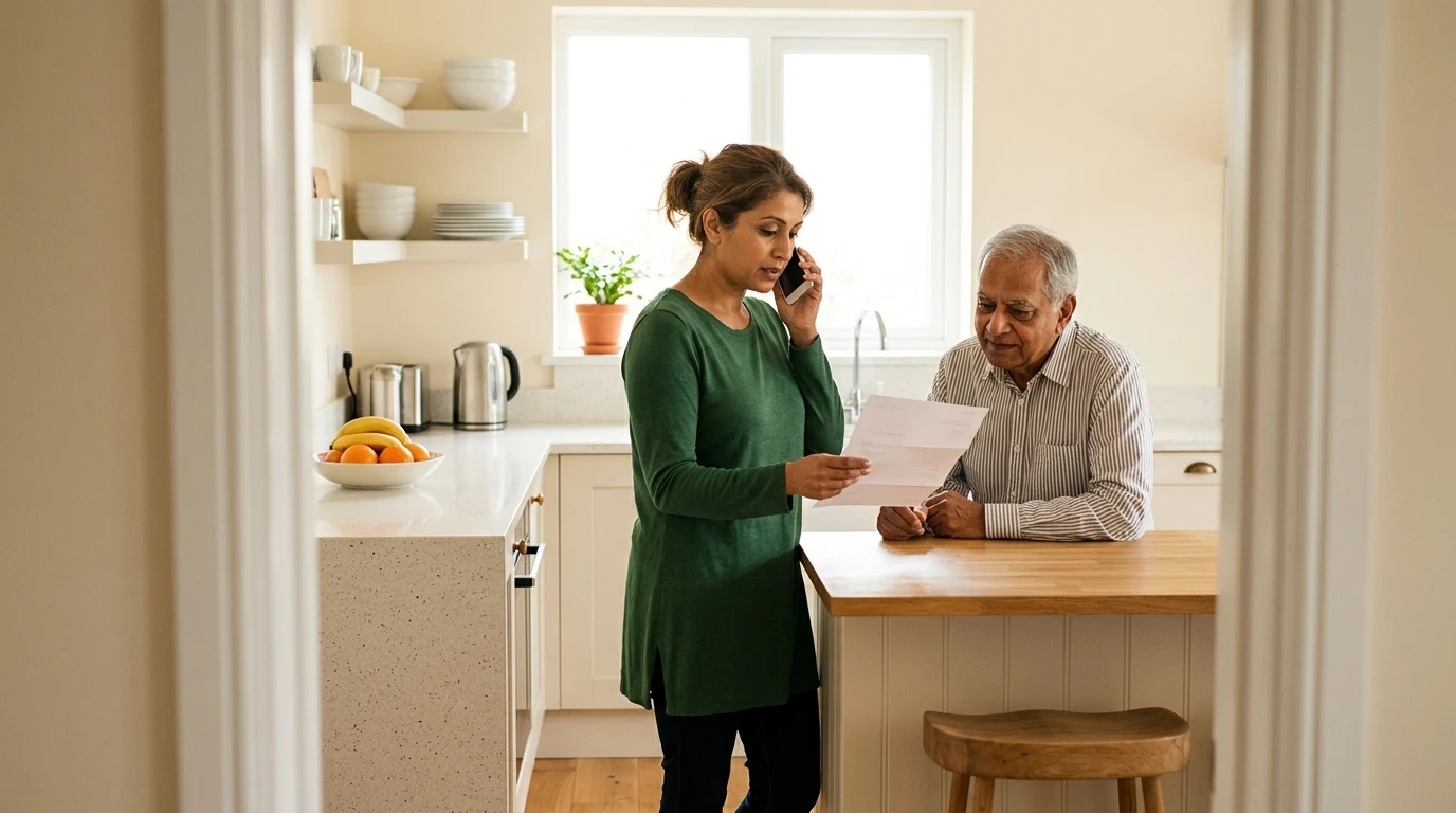 A person reviewing an IRS IRS notice at home.