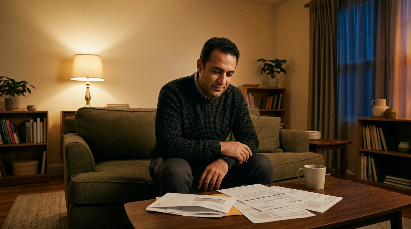 A person reviewing an IRS IRS notice at home.
