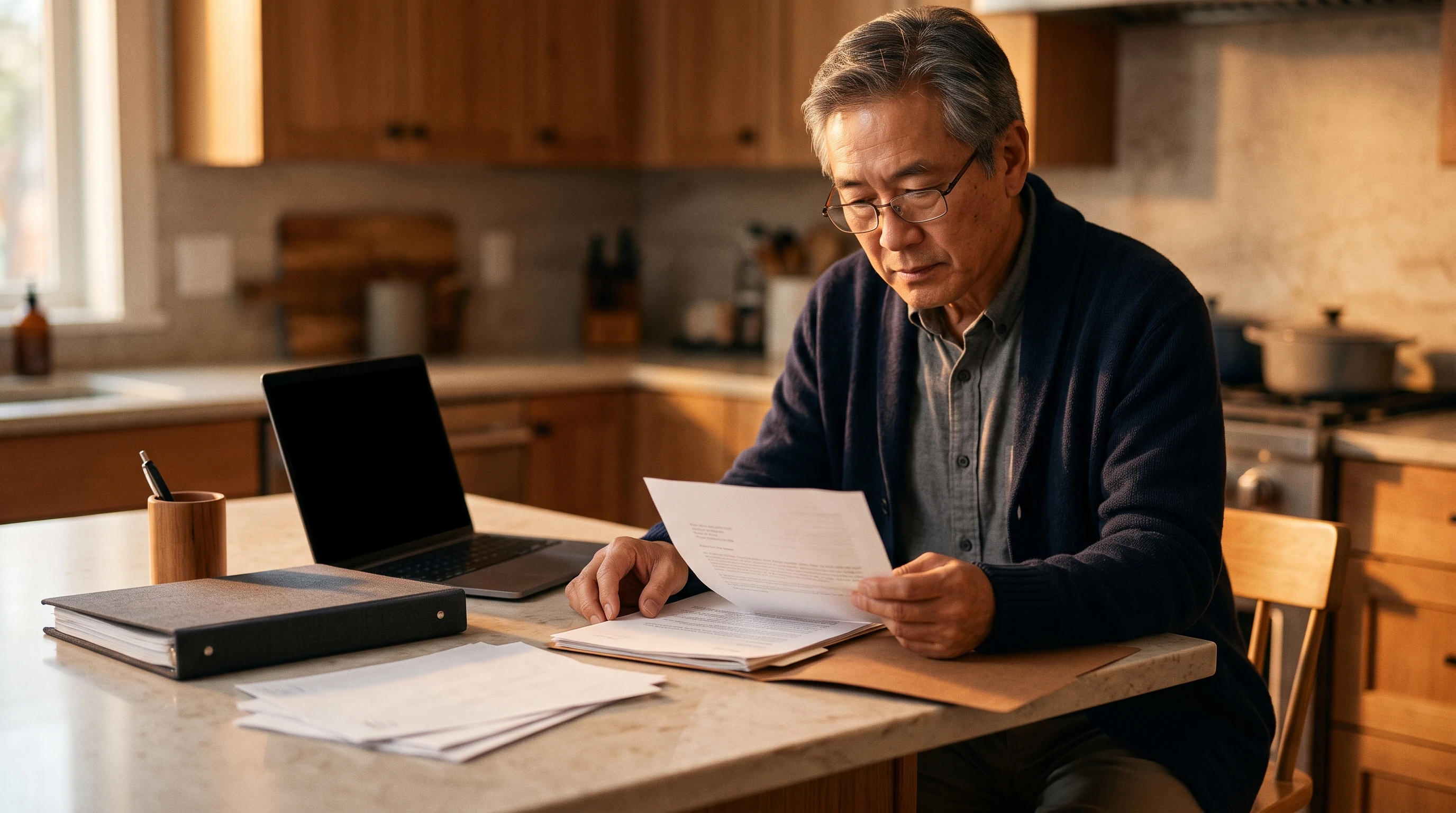 A person at home reviewing paperwork about CDTFA Sales Tax Audit.