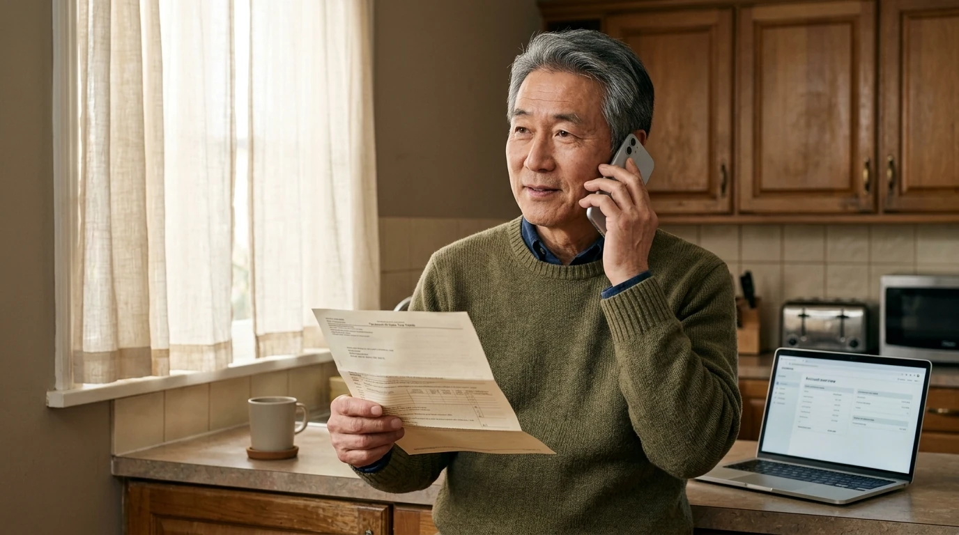 A person reviewing an IRS IRS notice at home.