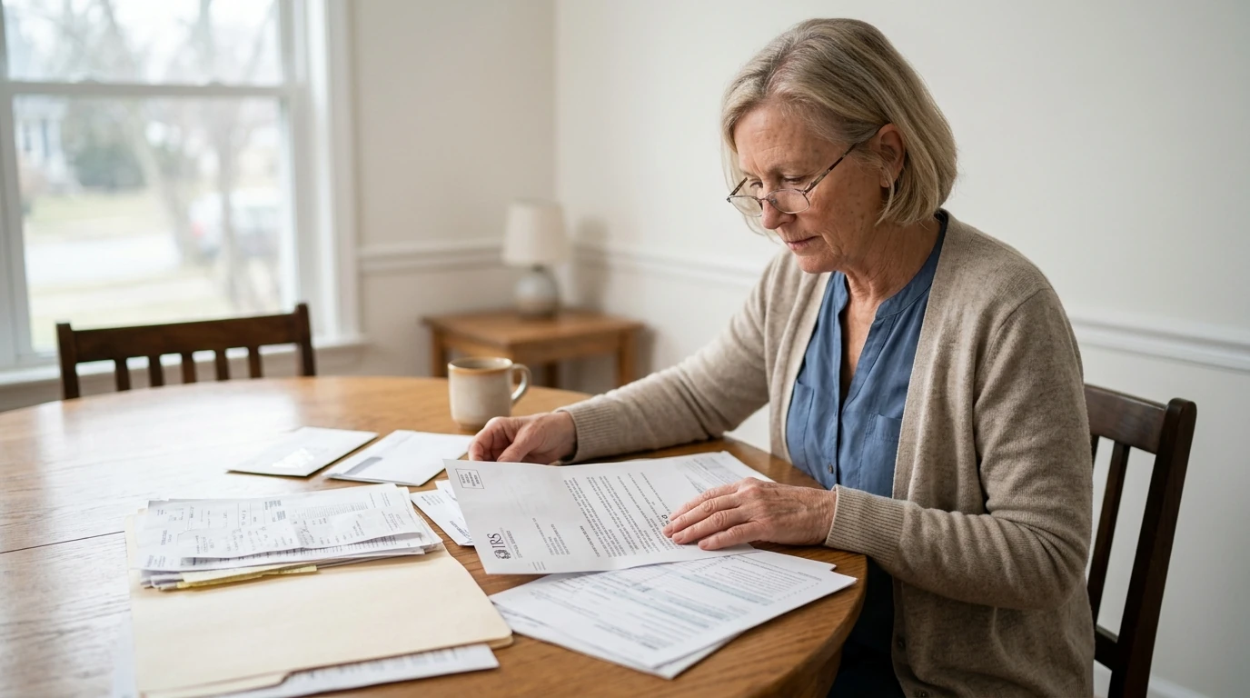 A person reviewing an IRS IRS notice at home.