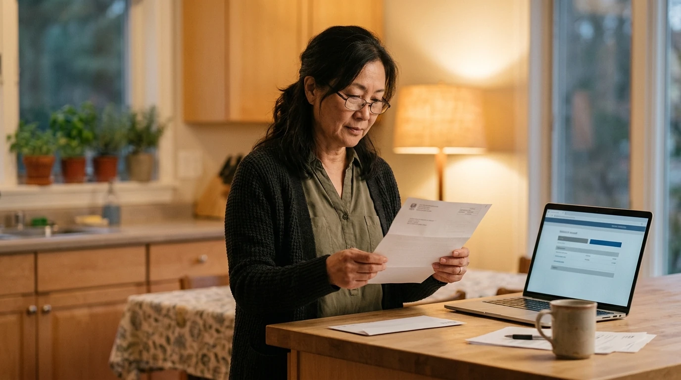 A person reviewing an IRS IRS notice at home.