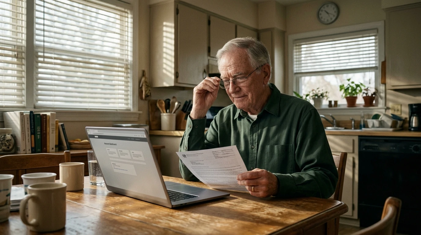 A person reviewing an IRS IRS notice at home.