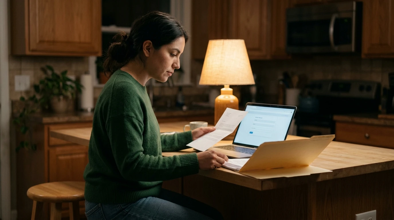 A person reviewing an IRS IRS notice at home.