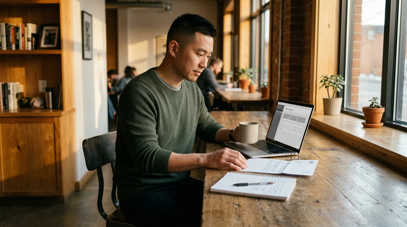 A person reviewing an IRS IRS notice at home.