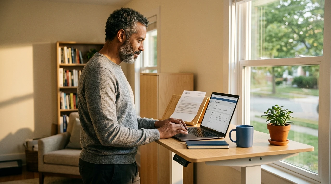 A person reviewing an IRS IRS notice at home.
