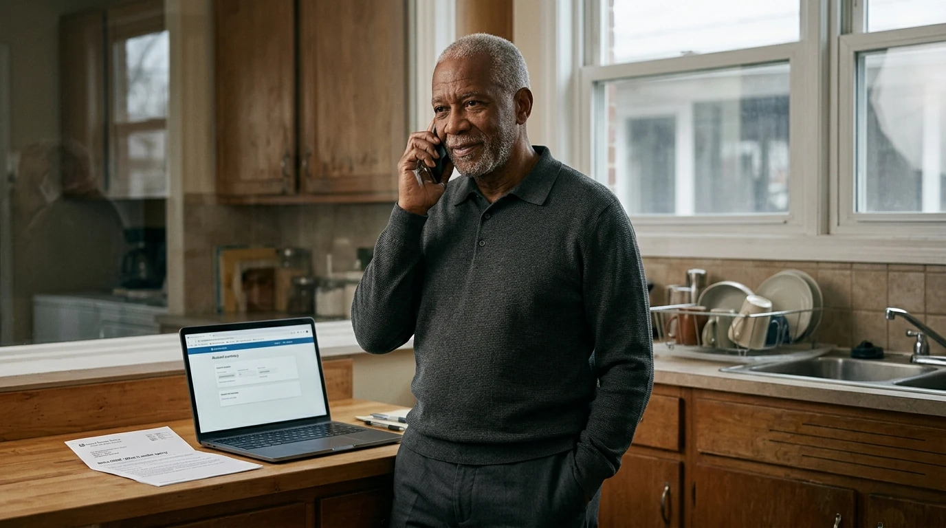 A person reviewing an IRS IRS notice at home.