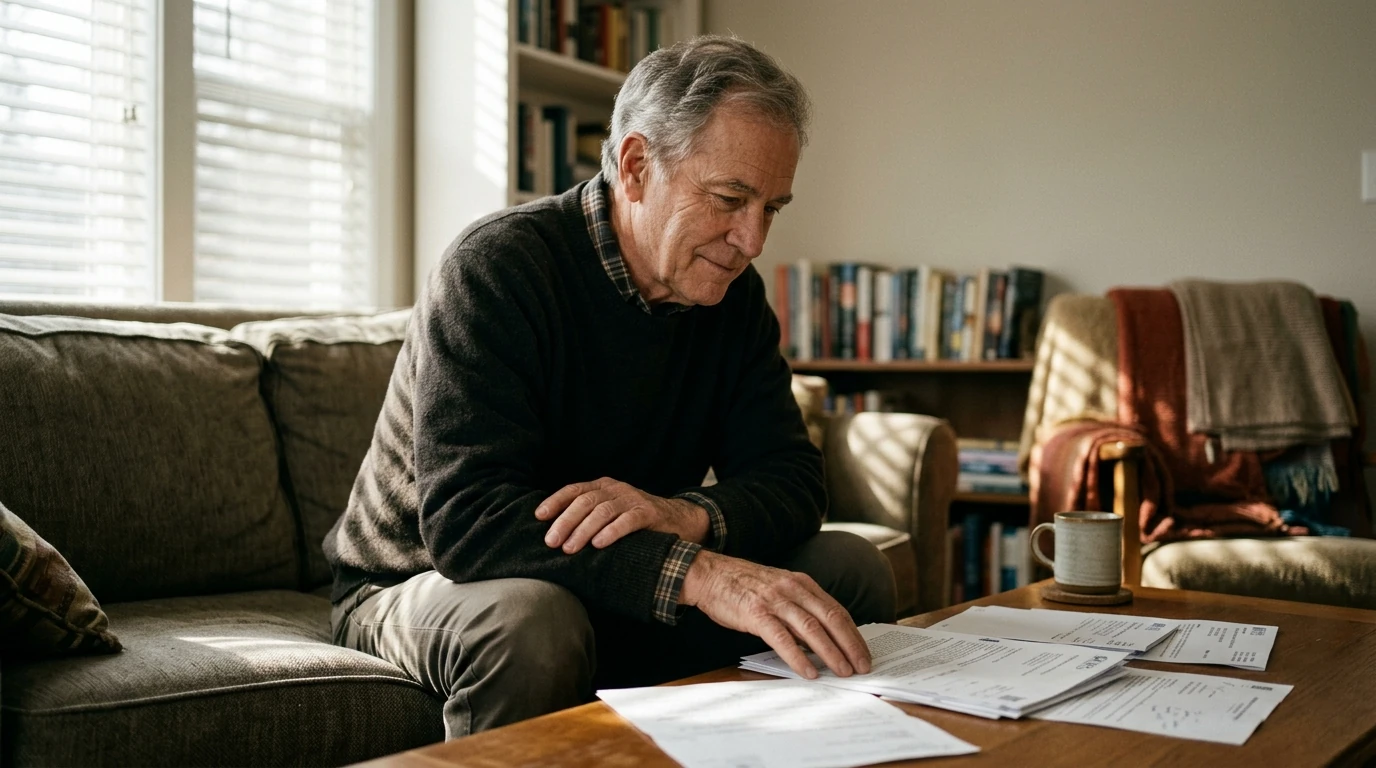 A person reviewing an IRS IRS notice at home.