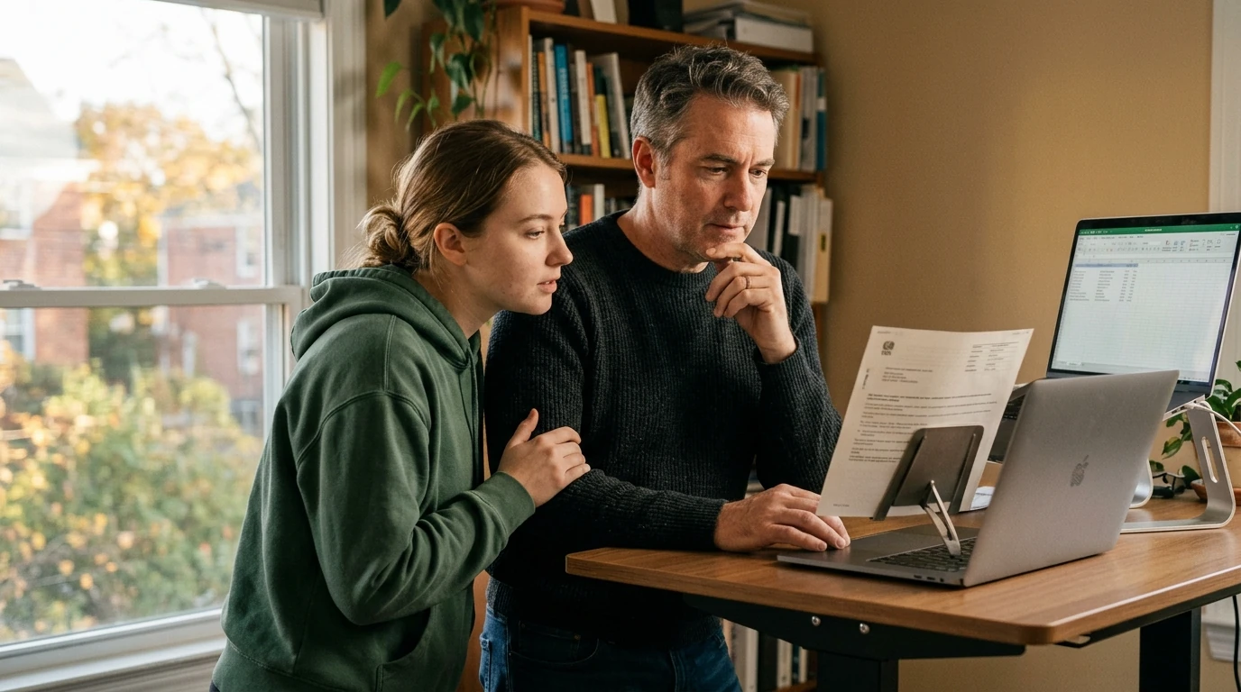 A person reviewing an IRS IRS notice at home.