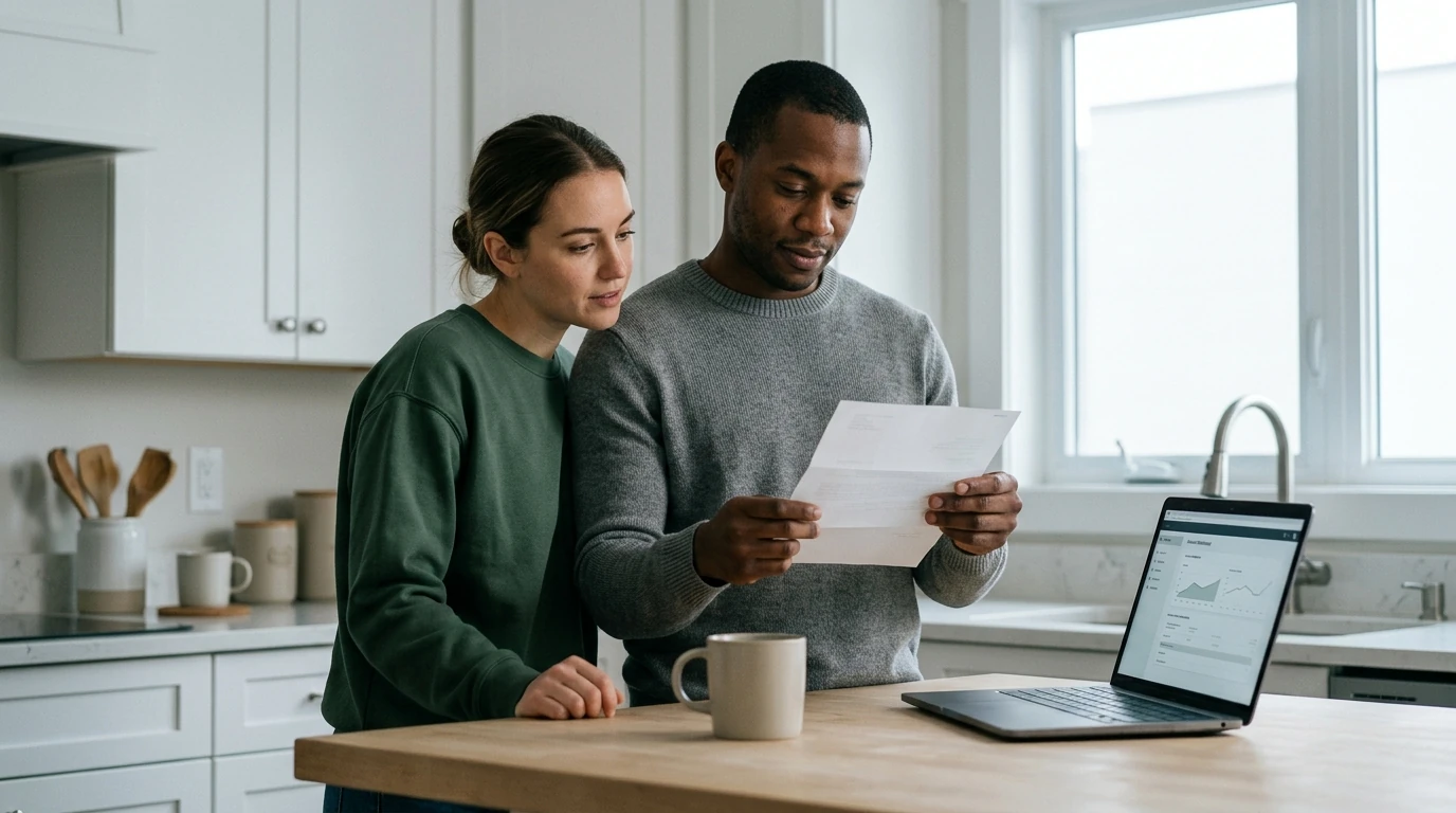A person reviewing an IRS CP05 notice at home.