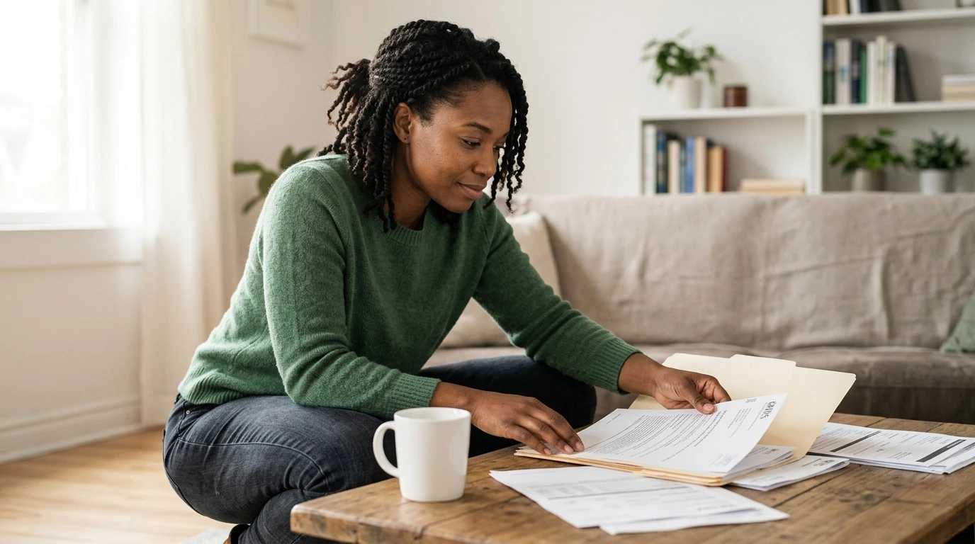 A person reviewing an IRS CP12 notice at home.