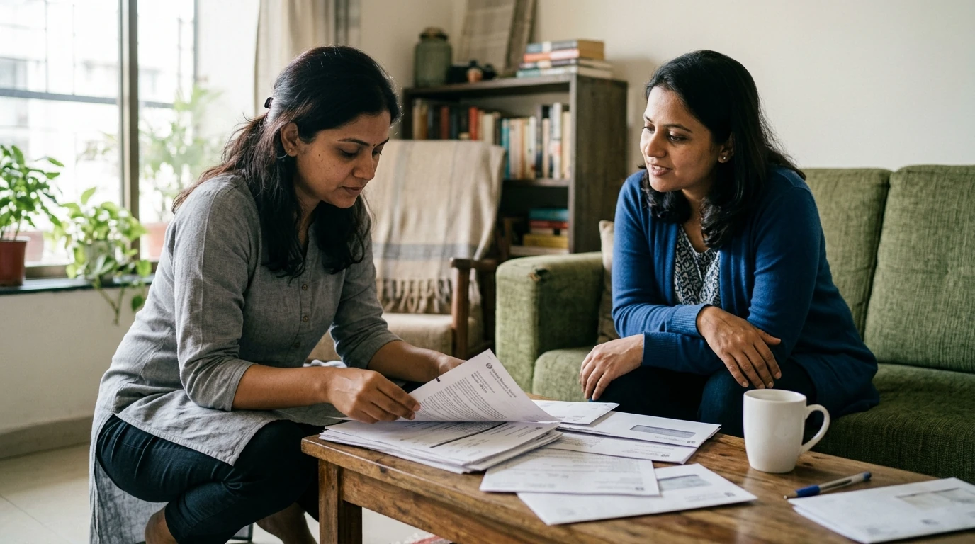 A person reviewing an IRS CP22A notice at home.