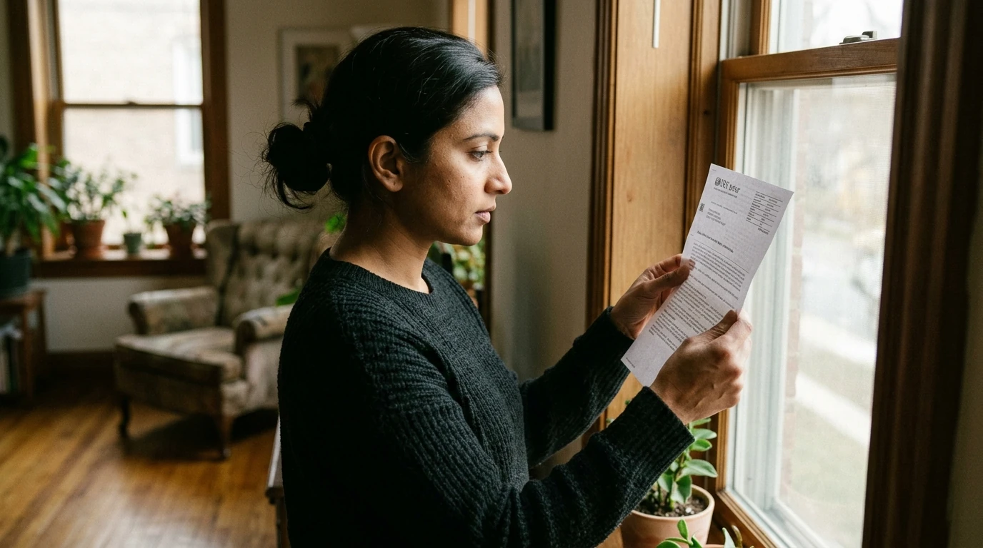 A person reviewing an IRS CP2501 notice at home.