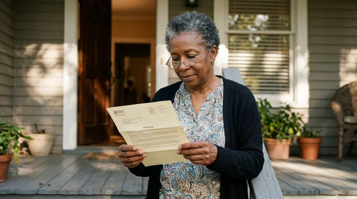 A person reviewing an IRS CP2566 notice at home.