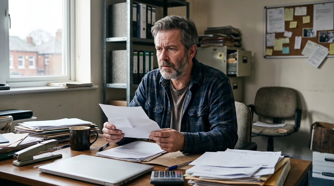 A person reviewing an IRS CP320B notice at home.