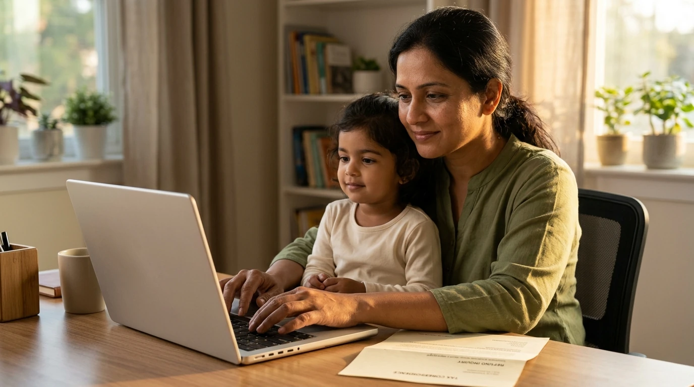 A person reviewing an IRS CP32A notice at home.