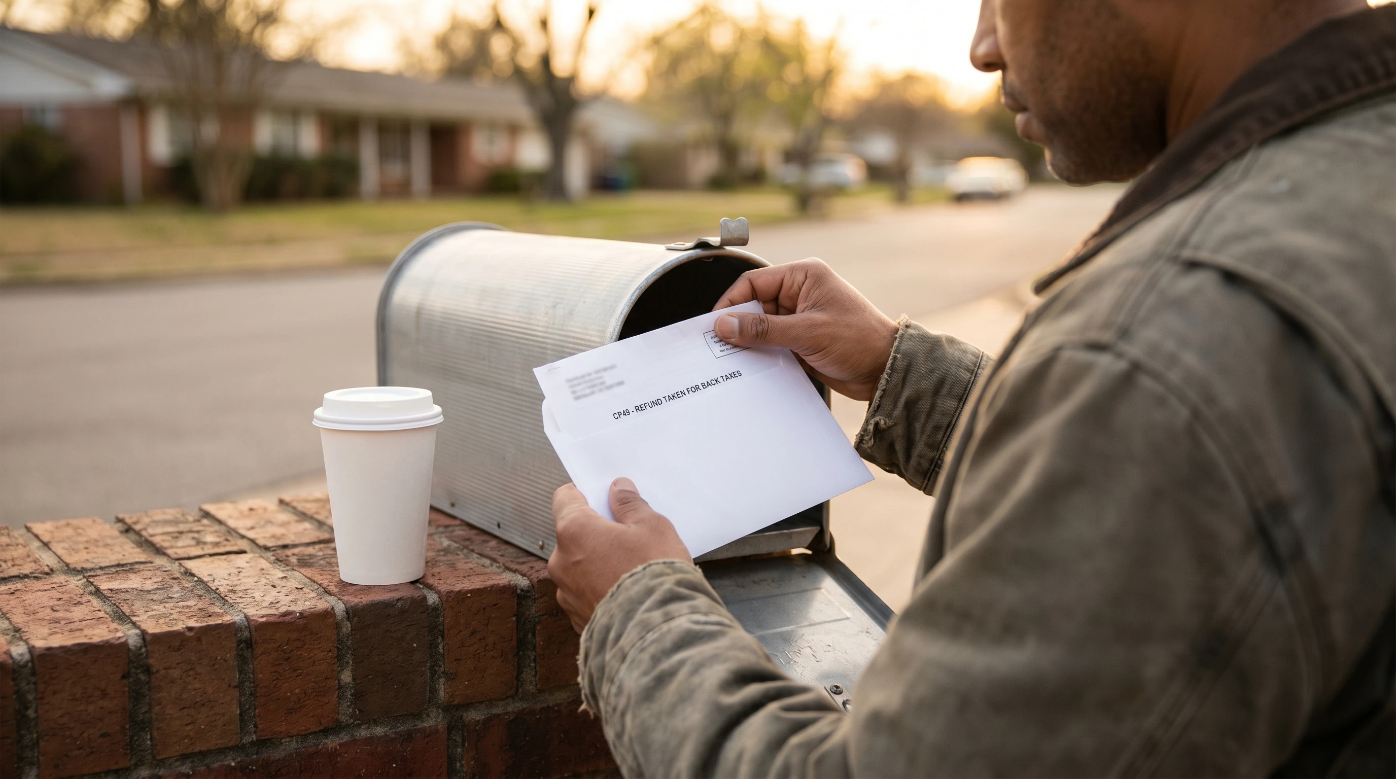 A person reviewing an IRS CP49 notice at home.