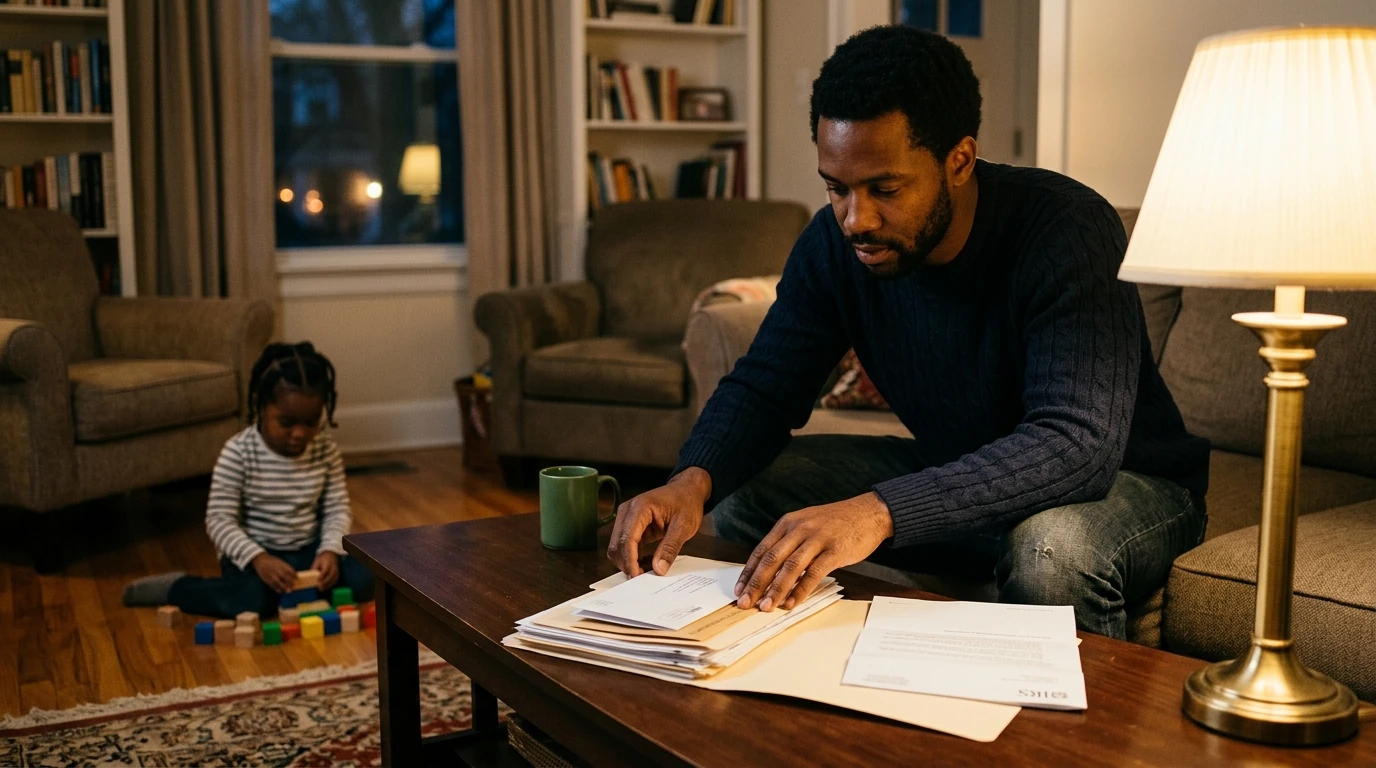 A person reviewing an IRS CP504 notice at home.