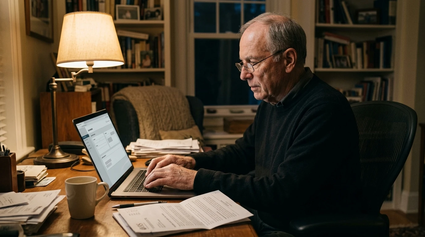 A person reviewing an IRS CP54 notice at home.