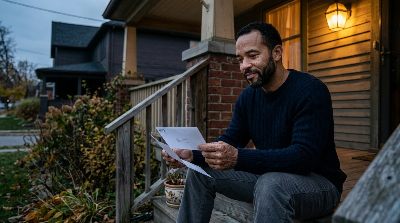 A person reviewing an IRS CP59 notice at home.