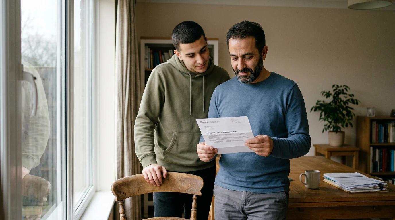 A person reviewing an IRS CP62 notice at home.