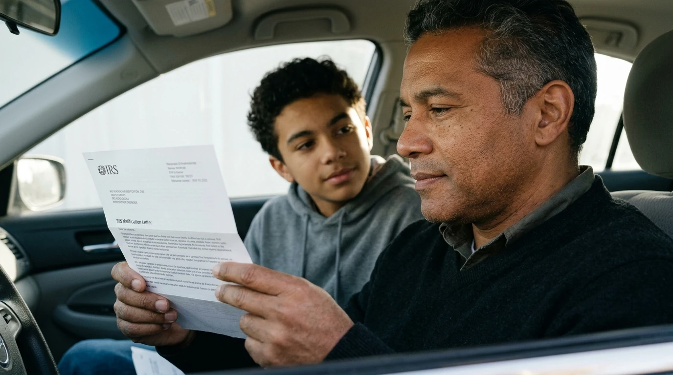 A person reviewing an IRS CP71 notice at home.