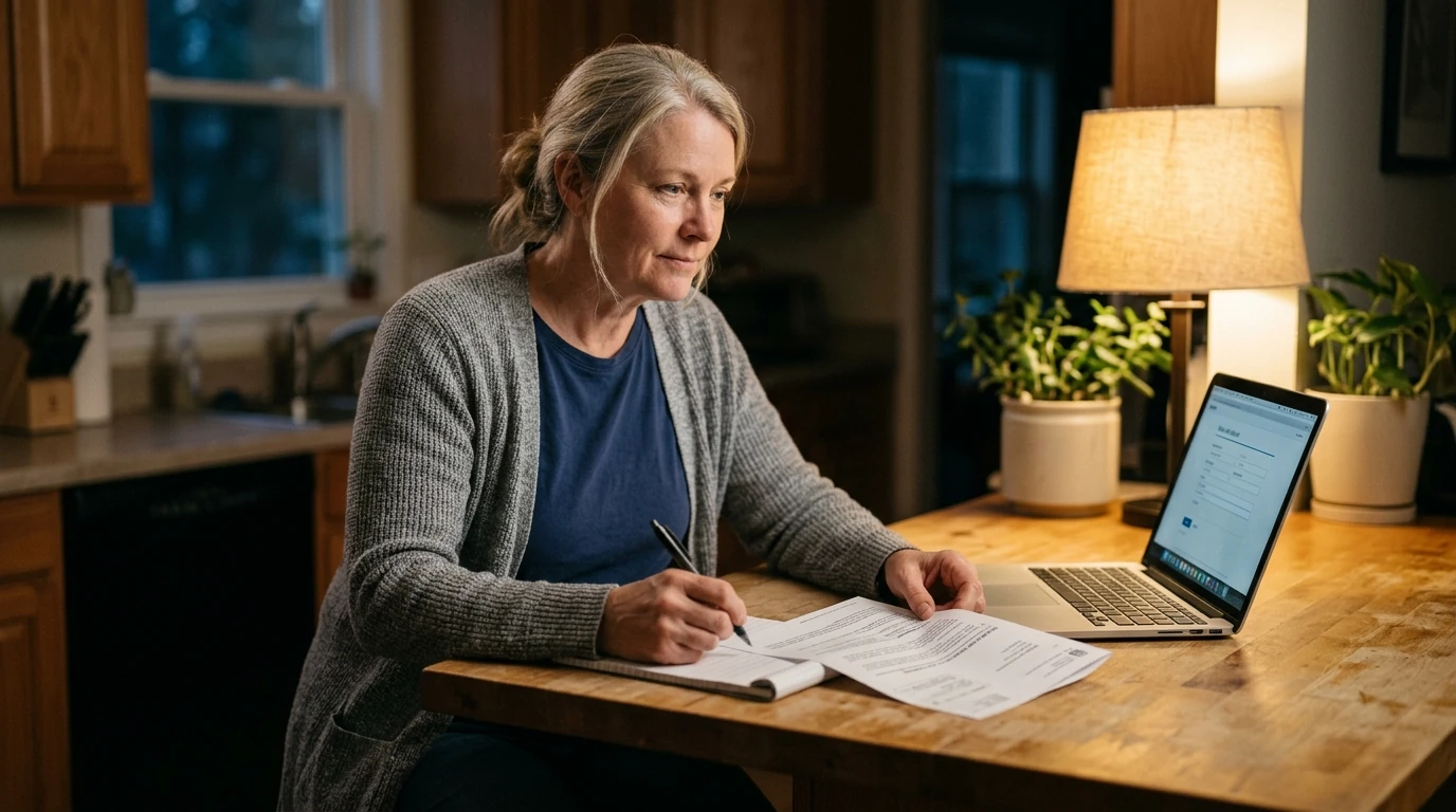 A person reviewing an IRS CP81 notice at home.